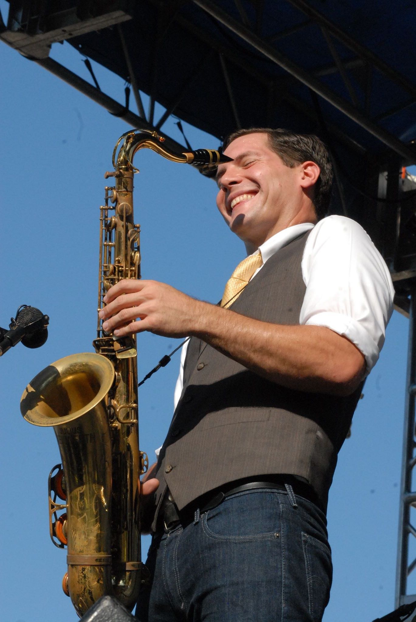 Saxophonist Ryan Anselmi performing live on tenor saxophone